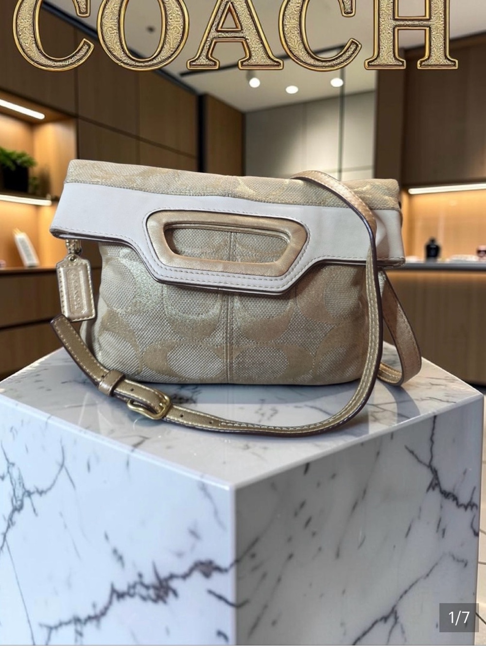 RARE COACH Bonnie Cashin Mint Condition Signature Logo Leather Trim 3 Way Bag